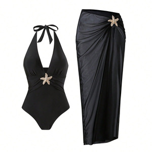 En Stock, Vestido Largo Sexy para Playa, Traje de Baño de Una Pieza <span class=keywords><strong>con</strong></span> Escote Profundo, Traje de Baño de Dos Piezas, Más Vendido - Product Image 1
