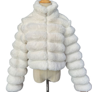 Manteau d'hiver chaud pour femme, en fausse fourrure matelassée, coupe courte, col montant, fermeture éclair, tendance - Product Image 6