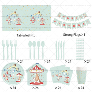 อุปกรณ์จัดงานเลี้ยง DAMAI ชุดจานชามสัตว์น้อยสำหรับงานเลี้ยงแบบใช้แล้วทิ้ง มีด ส้อม ช้อน จานกระดาษ ผ้าเช็ดปาก แก้ว - Product Image 4