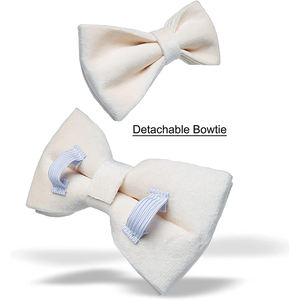 Weiches und bequemes Hunde halsband aus weißem Samt mit Fliege und Metalls chnalle - Product Image 5