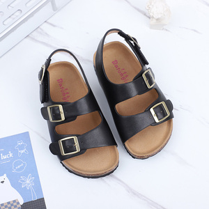 Nouvelle sandale décontractée en PU et bois à semelle souple pour <span class=keywords><strong>garçons</strong></span> et filles, chaussures de plage à fond plat pour l'été et l'automne - Product Image 2