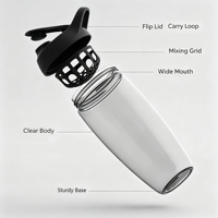 Bouteille shaker sport personnalisée avec logo, sans BPA, avec grille de mélange, couvercle rabattable, anti-fuite, bouteille d'eau pour la salle de sport