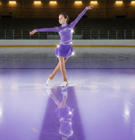 Robe de patinage artistique violette pour femmes et filles, tenue de compétition pour ballet et danse latine, avec strass pour enfants
