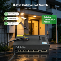AI PoE 8-Port 10/100Mbps RJ45 Tahan Hujan Logam Luar Ruangan IEEE 802.3af/at Plug&Play Smart Network Switch untuk Kamera IP AP-1028FE