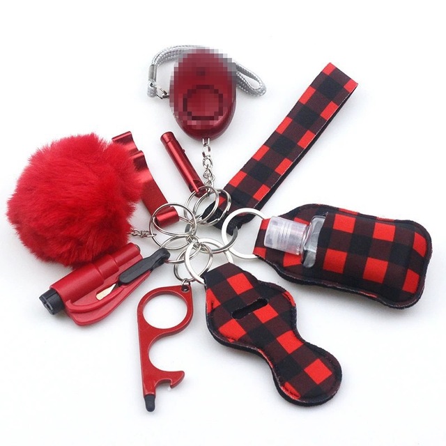 Custom Woman Self Defense Keychain Kit Self Defense Supplies Safety Keychain Set Self Defence Tools Keyring Key Chain Set