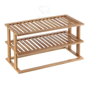 Estante para platos duradero de bambú Estante de secado de platos de madera plegable - Product Image 1