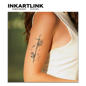 Tatuaje Temporal de Jugo de Rosa Espada, Duración de 15 Días, Resistente al Agua, Diseño Floral Medieval, Semipermanente, Suministro al por Mayor - Product Image 2