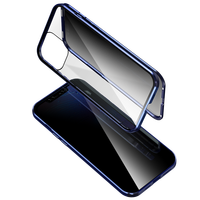 Coque Téléphone Leyi avec Protection Intégrale 360 Degrés en Verre Trempé Double Anti-Espion et Fermeture Magnétique pour iPhone 12