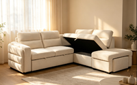 Canapé d'angle en L européen avec lit escamotable deux places et rangement, design moderne et écologique pour canapé Jld Furniture
