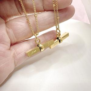 Collier en acier inoxydable Sabr-<span class=keywords><strong>Shukr</strong></span> en forme de T, bijoux islamiques arabes musulmans, bijoux de mode en gros pour l'Aïd - Product Image 2