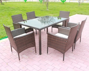 أثاث حدائق خارجي من الروطان، طقم أثاث خارجي معاصر مع 6 كراسي فردية - Product Image 4