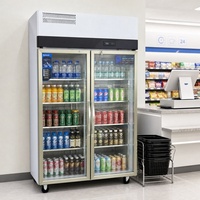 Lemari Pendingin Display 3 Pintu Kaca Vertikal Berpendingin Udara, Kulkas Merchandiser Tegak, Pendingin Minuman Sistem Pendingin Langsung