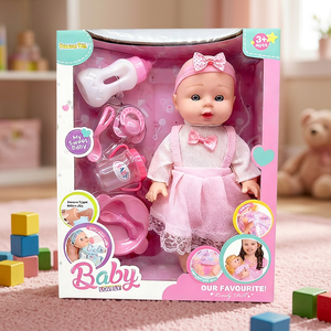 Baby Lovely 14IN Baby <b>Doll</b> with Pink Outfit Bottle Pacifier Set for Girls Age 3+ Role <b>Play</b> Toy - Product Image 1