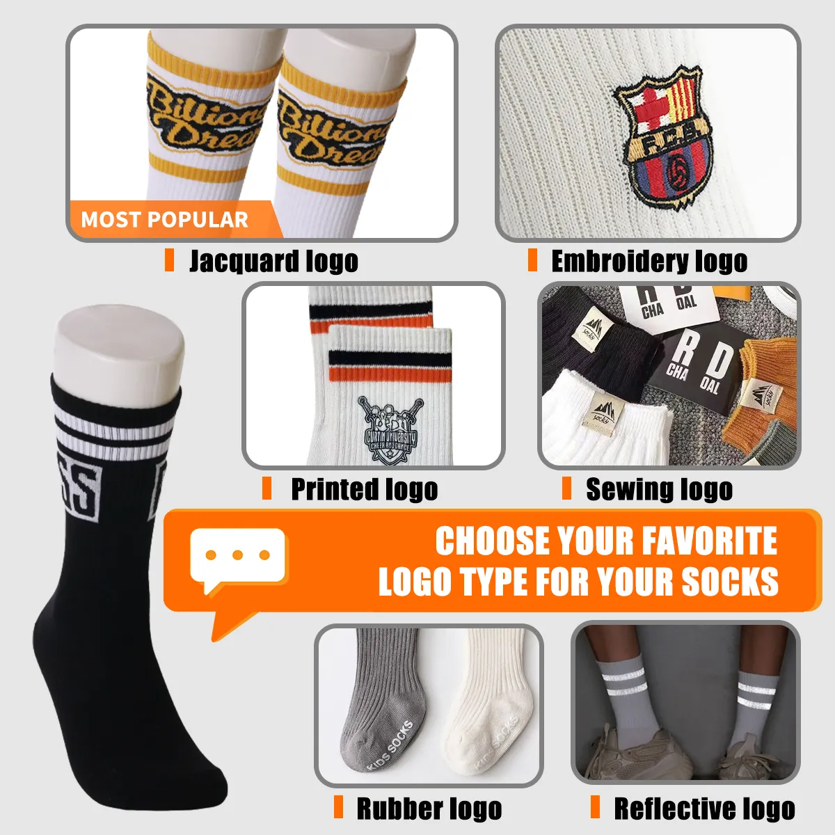 Hochwertige atmungsaktive Baumwolle Briefs ocken Benutzer definiertes Logo Männer Lässige Socke Entwerfen Sie Ihr eigenes Logo Herren Socken