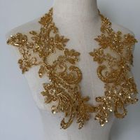 Applique florale brodée en dentelle à paillettes et perles pour robe de soirée, tissu en tulle brodé