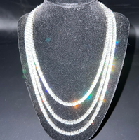 RINNTIN Collier Diamant Moissanite VVS Argent Sterling 925 Hip Hop 3mm 4mm 5mm Chaîne Tennis Moissanite