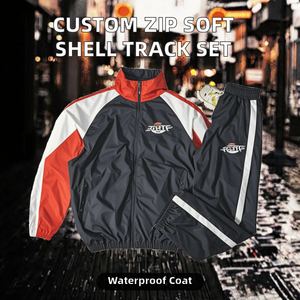 Custom Zip Soft Shell Breathable Spring Knitted Trackpants 2 Piece Set Men Waterproof Elastic Cuffs Unisex Nylon <b>Windbreaker</b> - Product Image 2