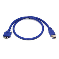 Kabel Kamera USB 3.0 Tipe A Male Ke Mikro B USB3.0, Kabel Kamera Usb 3.0 dengan Pengunci Sekrup untuk Penglihatan Mesin
