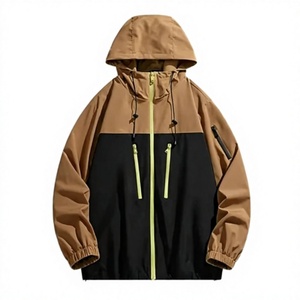 Chaqueta para Hombre LONG MISSION INDUSTRY, Verde y Negro con Bloques de Color, Sin Capucha, Impermeable, Transpirable, Cuello Mao, Cierre de Cremallera - Product Image 5