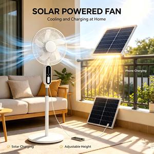 Nouveaux ventilateurs solaires rechargeables pour voiture et maison, ventilateur tour sur pied à deux niveaux - Product Image 2