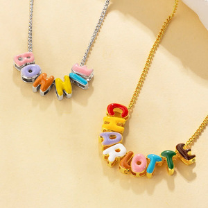 <span class=keywords><strong>Collana</strong></span> Classica in Rame Placcato Oro 18K con Ciondolo a Lettera Smaltata, Catena Sportiva Fai-da-Te, <span class=keywords><strong>Collana</strong></span> Personalizzabile - Product Image 1