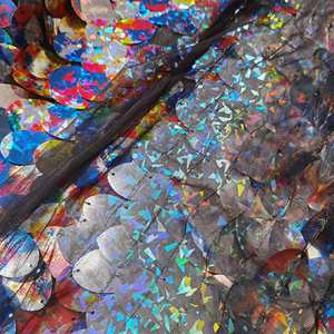 Vestido de Madrinha de Alta Qualidade Semi Transparente em Forma de Semente de Melão 18mm Tecido de Malha Bordado com Lantejoulas Brancas para Casamento - Product Image 5