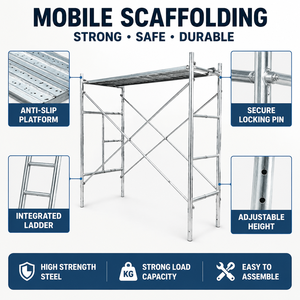 Torre <span class=keywords><strong>de</strong></span> Andamio <span class=keywords><strong>de</strong></span> Acero Forjado Galvanizado Q235 con Estructura en H, Ruedas Giratorias y Plataforma <span class=keywords><strong>de</strong></span> Escalera para Construcción - Product Image 3