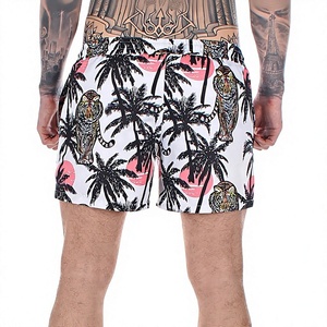 Shorts de bain pour hommes personnalisés à imprimé tigre tropical, séchage rapide, pour la plage, les vacances, fabricant de maillots de bain OEM ODM - Product Image 2