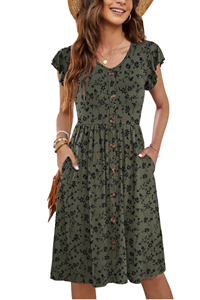 Versatile Floral Vintage Summer A-line <b>Dress</b> Loose Fit <b>Elastic</b> Waist Sleeveless Washed Mini <b>Dress</b> - Product Image 3