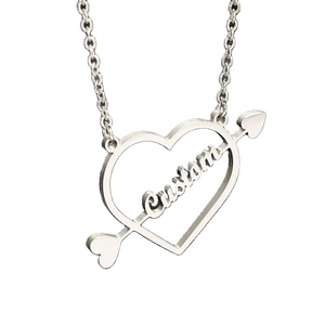 Ожерелья для пар из нержавеющей стали Qiuhan с гравировкой «Лук и стрела Купидона», с именной табличкой, подарок для влюбленных - Product Image 5