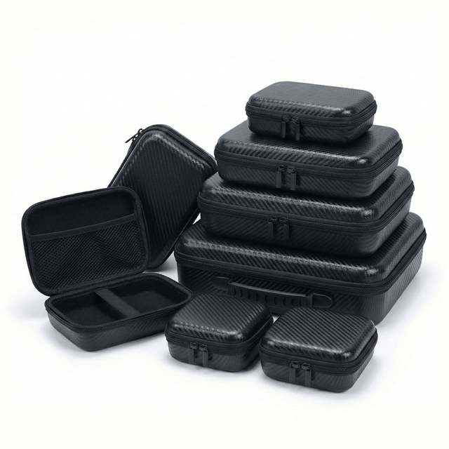 Black Zipper PU EVA VR Headphone Case Hard Shell Storage Pouch Bag With Custom Insert