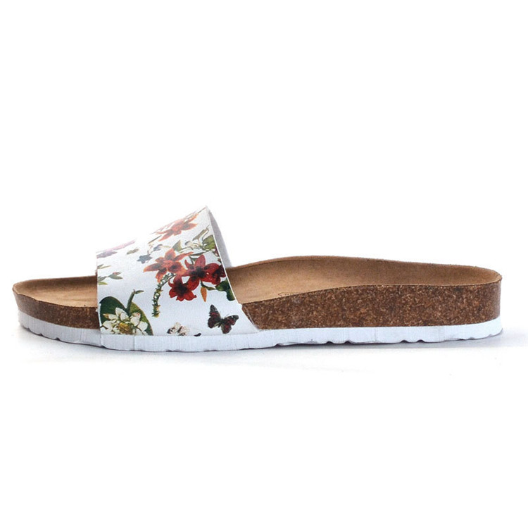 Ladies Slippers and Sandals Slides Slipper Cork Wood Flower Printing Custom Designer Slippers