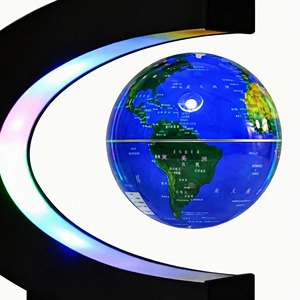 Globe terrestre magnétique lévitant de 8,5 cm, carte du monde HD, rotation à 360°, luxe moderne, blocs de couleur, en plastique, pour bureau, étagère, présentoir, coffret cadeau - Product Image 4