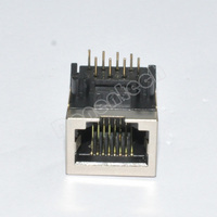 Connecteur RJ45 DIP à angle droit Denentech étanche 8P8C, courant nominal 5A, laiton ABS pour applications LED PCB