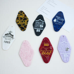 Porte-clés de Motel de banque de paillettes rétro d'hôtel gravé de timbre chaud, porte-clés d'hôtel d'émail en métal avec l'épingle de porte-clés en métal vintage - Product Image 6