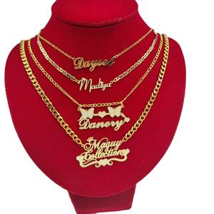 Benutzer definierte Namens kette Edelstahl 18 Karat vergoldet Frauen <span class=keywords><strong>Name</strong></span> Brief Halskette Personal isiert anpassen Namens schmuck für Frauen - Product Image 1