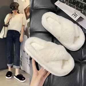 Women's Easy Silp On Home Slide Sandal Slippers Soft Fur Plush Indoor Shoes