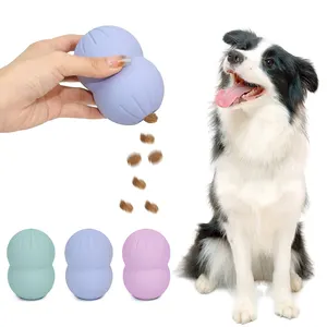 Hot Sale Leakage Pet Toys Tough Natural Rubber Figure 8 Shape Anxiety Reliever Slow Feeder Treat Dispenser Pet Toy
