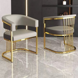 Chaise de salle à manger moderne en acier inoxydable avec dossier rembourré en cuir, design ergonomique pour la maison, le bureau, l'école, l'hôtel, la chambre à coucher - Product Image 6