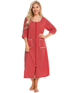 Abiti da notte per donna rosso nero a griglia in cotone Plaid in poliestere personalizzato ODM pigiama da donna pigiama camicia da notte lunga per la notte - Product Image 4