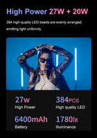 Tianmei OEM ODM 1,2 m LED RGB Stick Light Tube 27W Bio Color y modo RGB APP Control LED Video Stick Light Tube