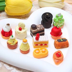 Miniature Dollhouse Simulation <strong>Cream</strong> Cake with Plate Pretend Food for Doll House Kitchen Furniture Toy - Product Image 2