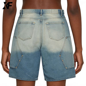 شورت جينز رجالي فضفاض مغسول من القطن 100٪ بتصميم عتيق عالي الجودة من XUFEI، تصنيع حسب الطلب - Product Image 2