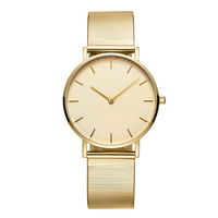 Montre à quartz ultra-fine pour femme, minimaliste, ronde, analogique, 36 mm, bracelet en maille d'acier inoxydable de 18 mm, 3 ATM, pour usage quotidien