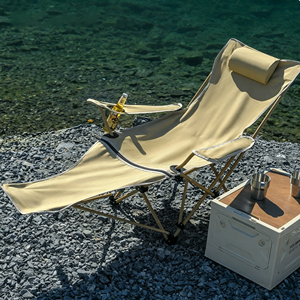 Silla Reclinable Plegable Canlk Moderna de Tela Oxford y Acero al Carbono, Silla Portátil para Acampar al Aire Libre con Reposapiés, Asiento de Jardín para Descanso - Product Image 1