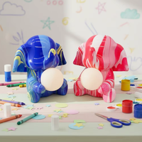 Kit DIY Peinture Fluide Ours Violent Lapin Jouet Tirelire Blanc Surface Vierge Art Ours Fluide Peint à la Main Kit Lumière de Nuit Lune Graffiti