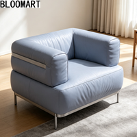 Moderner Echtleder-Einzelsessel mit Edelstahlgestell Designer-Akzentsessel für Wohnzimmer