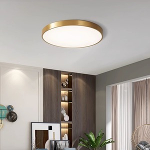 2023 New Modern <b>LED</b> <b>Ceiling</b> <b>Lights</b> Gold Rectangular <b>Round</b> Fixture for Living Rooms & Bedrooms Copper Body AC Power Source - Product Image 3