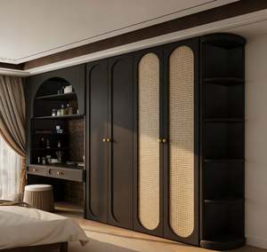 Custom Clothes <b>Wardrobe</b> Cabinet Solid Wood With Adjustable Shelves Hanging Rails and <b>Shoe</b> Cabinets for Bedroom Organization - Product Image 1