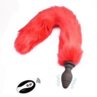 Vibrateur anal électrique portable en silicone avec télécommande, 10 vitesses, en forme de queue de renard, pour femmes et couples - Vente en gros